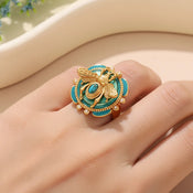 "Aurellia" Green Bee Ring width=100 