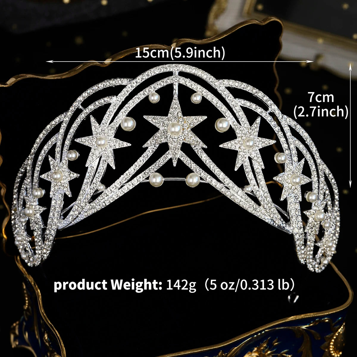 "Editha" Rhinestone Pearl Tiara