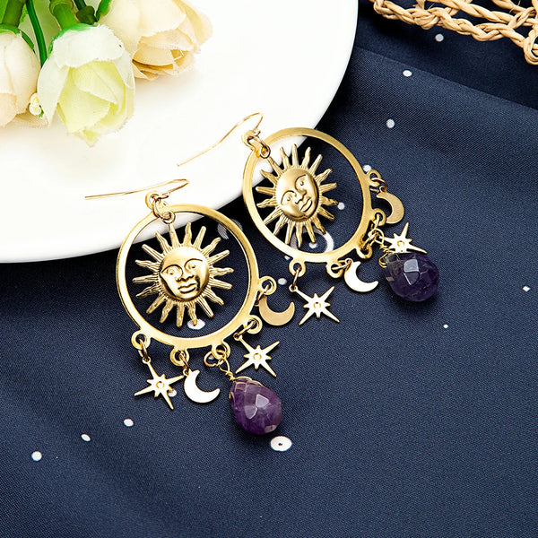 "Selune" Moon Sun Earrings
