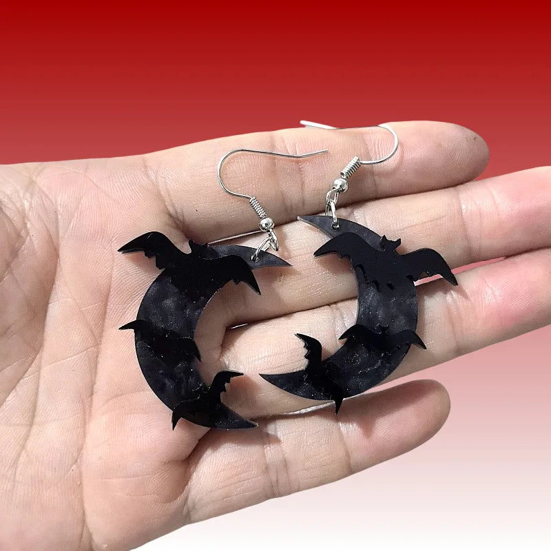 "Aenwyra" Bat Moon Earrings