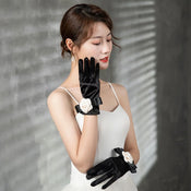 "Sabina" Camellia Satin Gloves width=100 