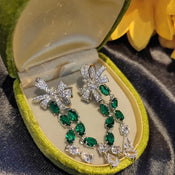 "Virentia" Green Bow Earrings width=100 