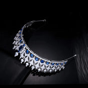 "Sapphira" Sapphire-Tone Bride Crown width=100 