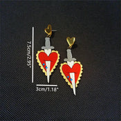 "Osburga" Heart Sword Earrings width=100 