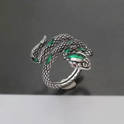 "Thessalos" Green Snake Ring width=100 