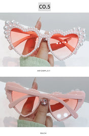 "Lallia" Pearl Heart Sunglasses width=100 