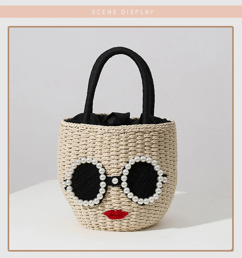 "Carenza" Red Lips Woven Bag