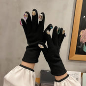 "Glacella" Rhinestone Winter Gloves width=100 
