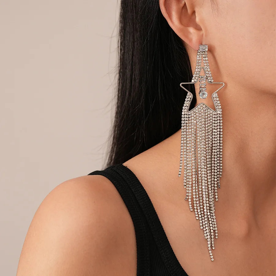 "Glenisse" Star Long Tassel Earrings