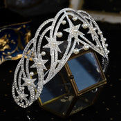 "Editha" Rhinestone Pearl Tiara width=100 