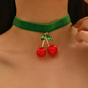 "Cerisea" Cherry Velvet Necklace width=100 