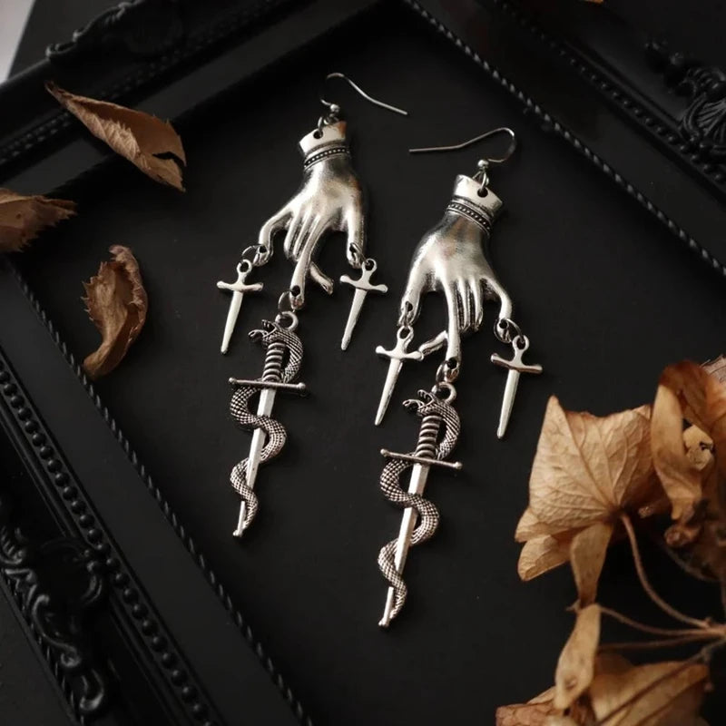 "Morwynelle" Dagger Snake Earrings