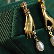 "Vashti" Hand & Pearl Earrings width=100 