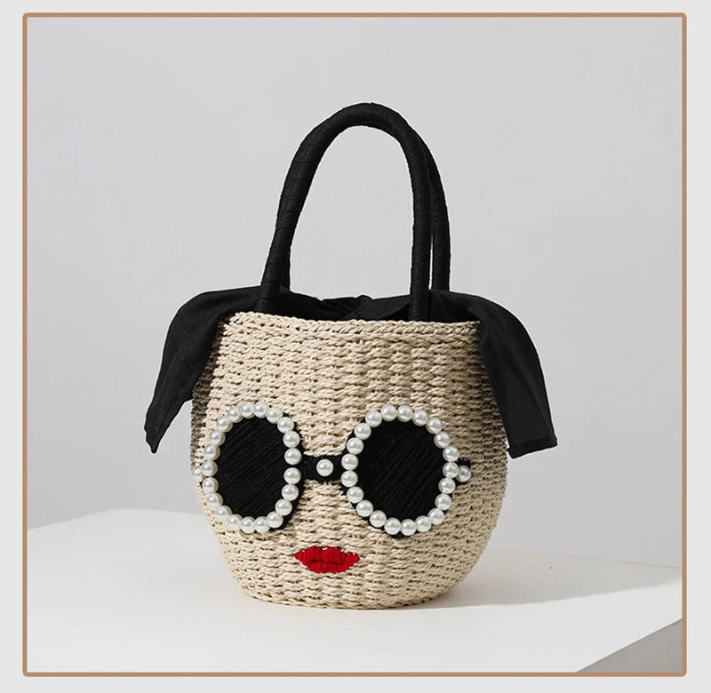 "Carenza" Red Lips Woven Bag