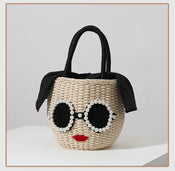 "Carenza" Red Lips Woven Bag width=100 