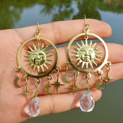 "Selune" Moon Sun Earrings width=100 