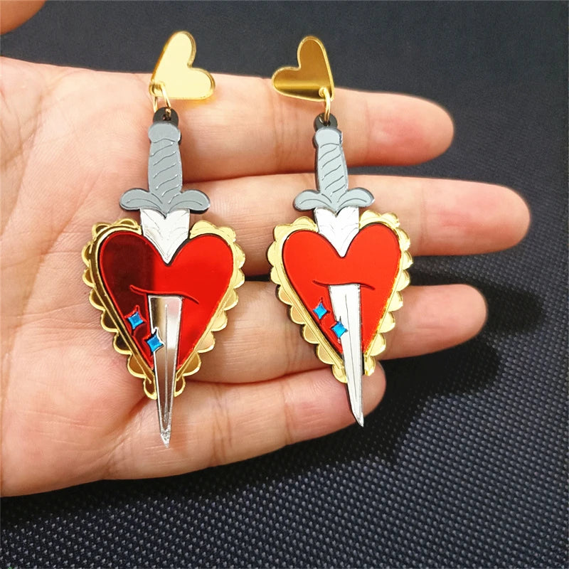 "Osburga" Heart Sword Earrings