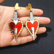 "Osburga" Heart Sword Earrings width=100 
