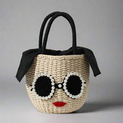 "Carenza" Red Lips Woven Bag width=100 