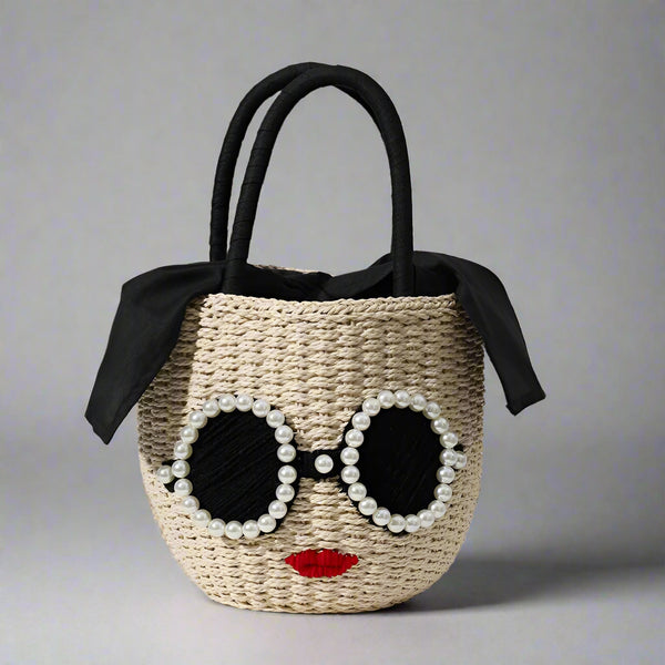 "Carenza" Red Lips Woven Bag