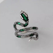 "Thessalos" Green Snake Ring width=100 