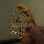 "Norwessae" Cat Fishing Brooch width=100 