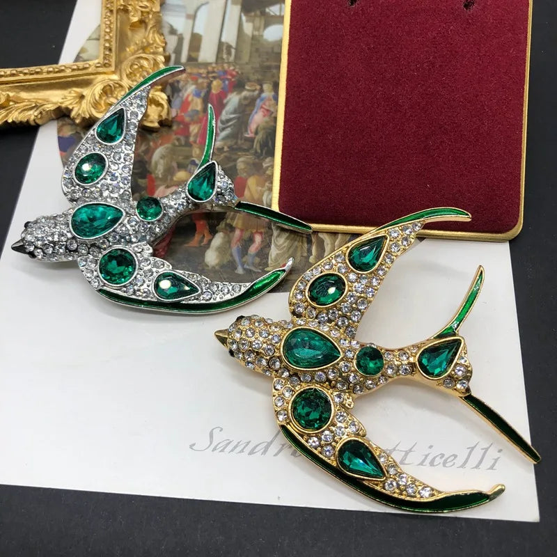 "Clarissa" Rhinestone Swallow Brooch