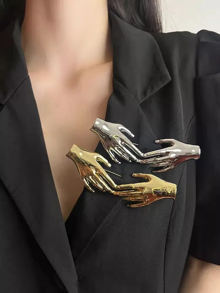 "Andriennea" Metal Hands Brooch