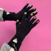 "Gemelion" Rhinestone Wool Gloves width=100 