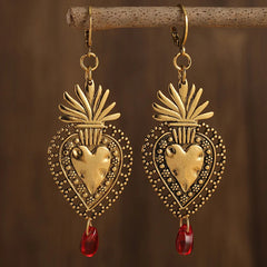 "Nanette" Golden Flaming Heart Earrings