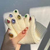 "Gemelion" Rhinestone Wool Gloves width=100 