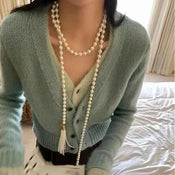 "Perloria" Pearl Tassel Necklace width=100 