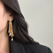 "Vespera" Flash Tassel Earrings width=100 