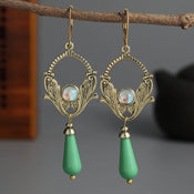 "Florentis" Green Flower Earrings width=100 