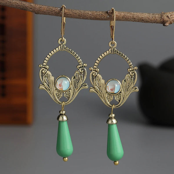 "Florentis" Green Flower Earrings