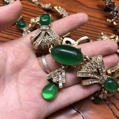 "Emeralda" Faux Emerald Necklace and Earrings width=100 