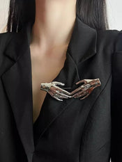 "Andriennea" Metal Hands Brooch width=100 