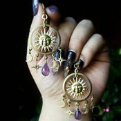 "Selune" Moon Sun Earrings width=100 