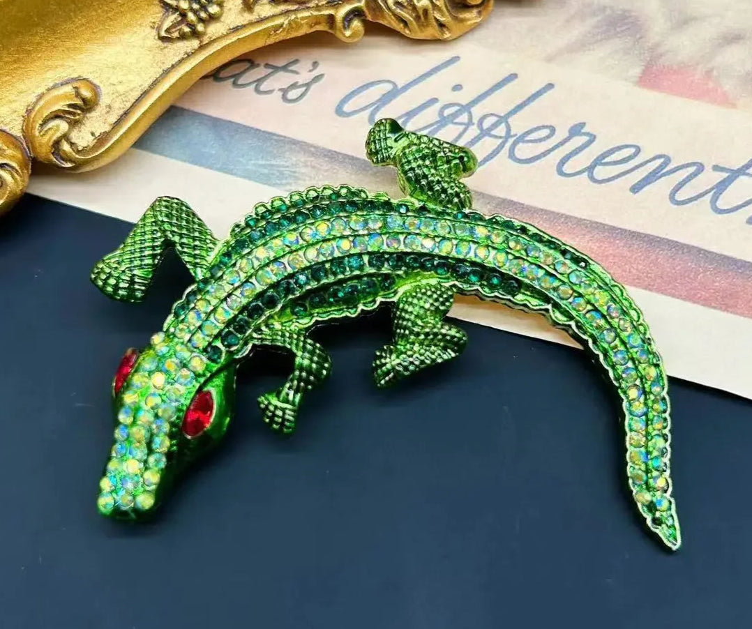 "Bellatrix" Gator Earrings & Brooch