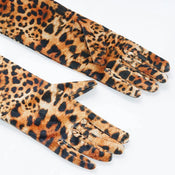 "Leontara" Leopard Velvet Gloves width=100 