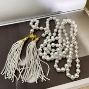 "Perloria" Pearl Tassel Necklace width=100 