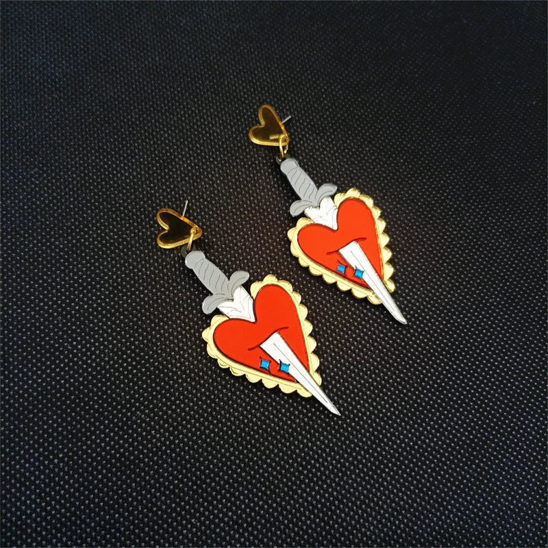 "Osburga" Heart Sword Earrings
