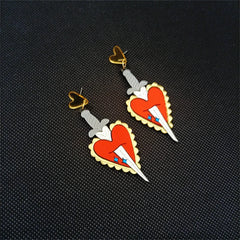 "Osburga" Heart Sword Earrings