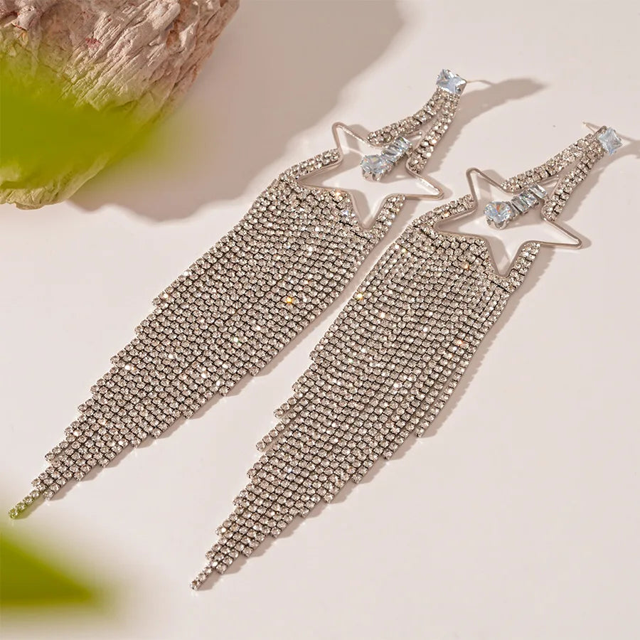 "Glenisse" Star Long Tassel Earrings