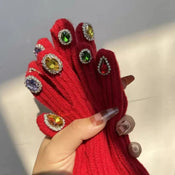 "Gemelion" Rhinestone Wool Gloves width=100 