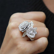 "Belyra" Rhinestone Roses Ring width=100 
