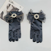 "Sabina" Camellia Satin Gloves width=100 