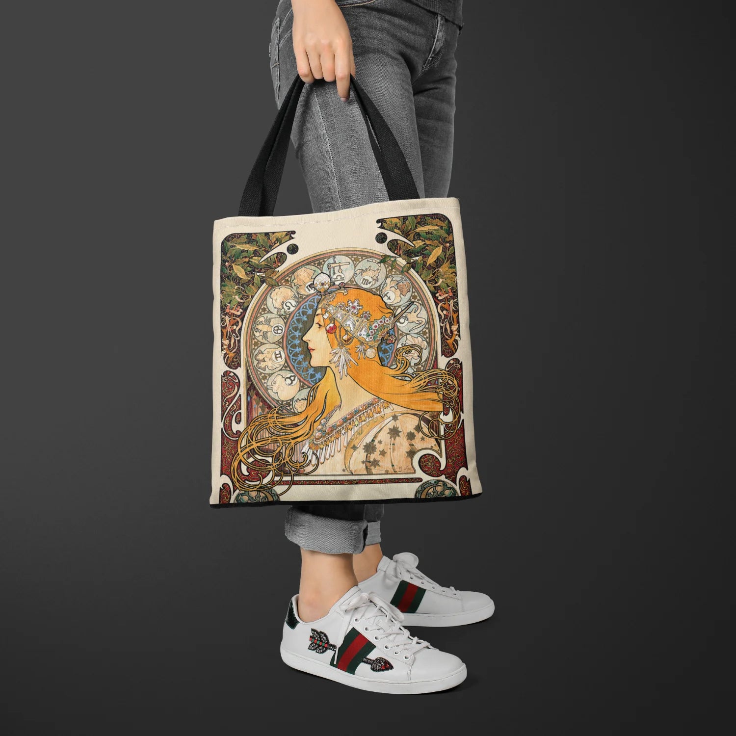"Verena" Mucha Canvas Tote Bag