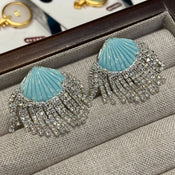 "Azurine" Blue Dress Earrings width=100 