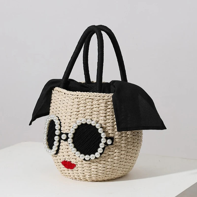 "Carenza" Red Lips Woven Bag